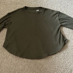 SO Green Ribbed Long Sleeve Tee
